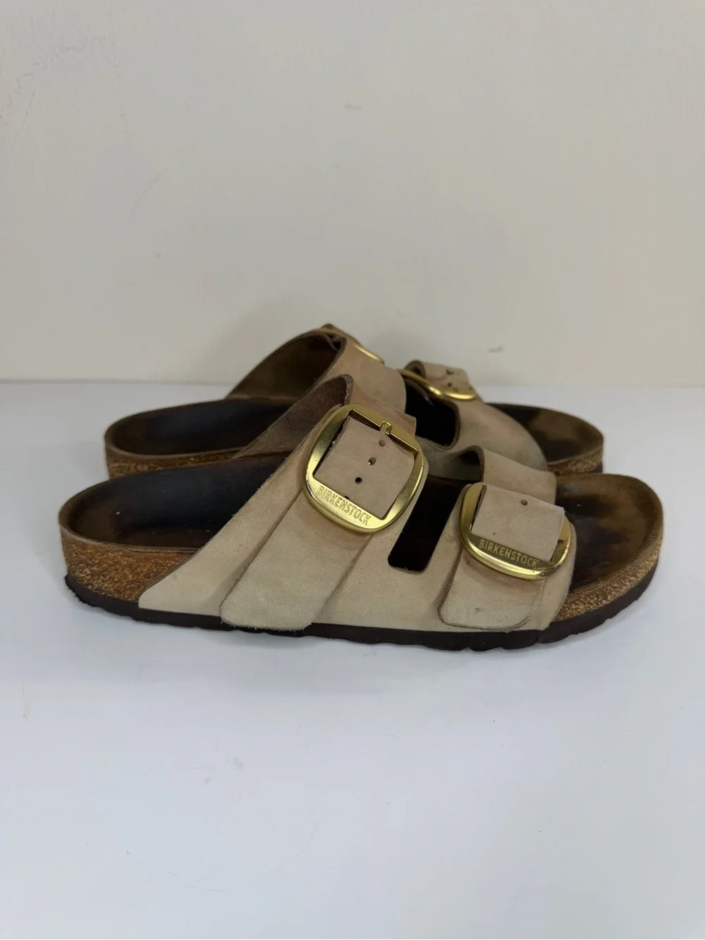 Birkenstock Sandals Slides Women Size 38 US 7 Double Strap Tan Buckle Germany - Picture 5 of 16